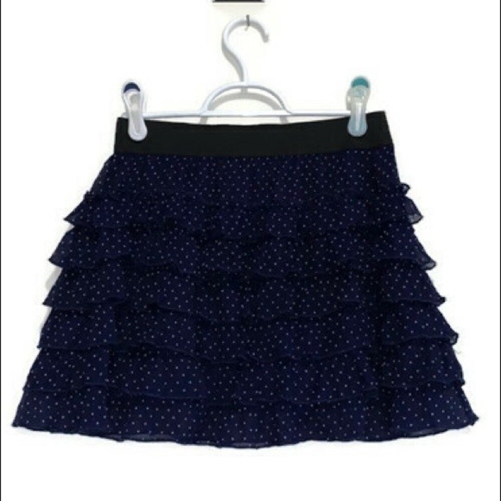 77Kids American Eagle Polka Dot Ruffle Skater Skirt Blue Size Large 12